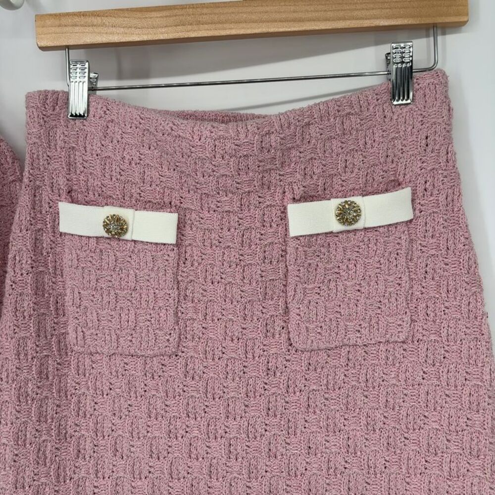 Mable Pink Tweed Knit Skirt Set - Picture 3 of 6
